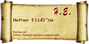 Hefner Eliána névjegykártya